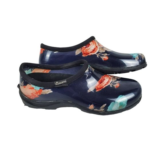 Sloggers Womens Floral Garden Shoes Size 10 USA Made Clogs Rubber - Picture 3 of 10